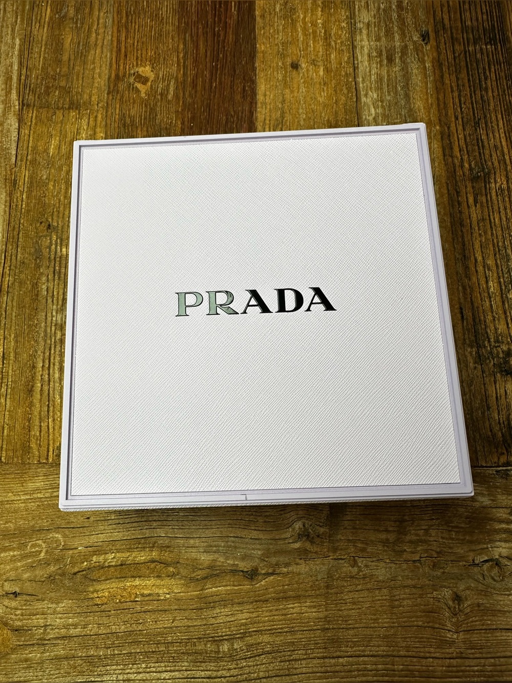 Prada lavender leather Logo Storage Box